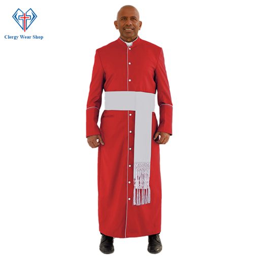 Sacred Red Clergy Robe with White Trim