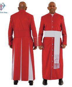 Sacred Red Clergy Robe with White Trim