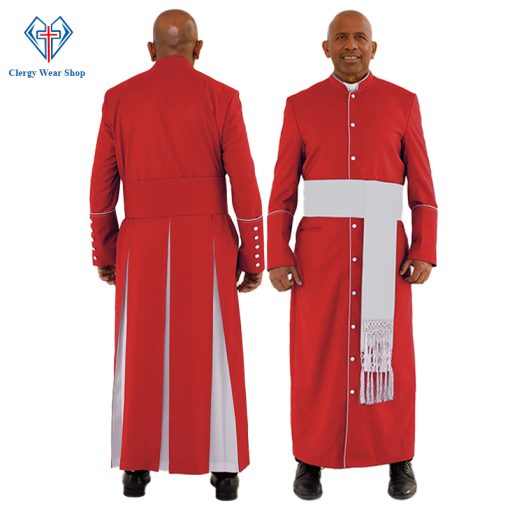 Sacred Red Clergy Robe with White Trim