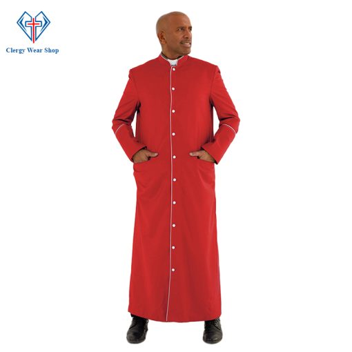 Sacred Red Clergy Robe with White Trim