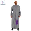 Sleek Gray Clergy Robe with Purple Trim - Clergy Wear Shop ™