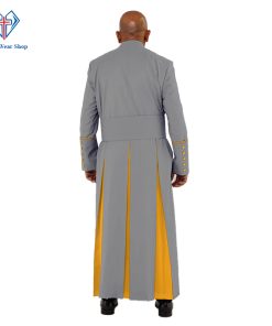 Stylish Gray Clergy Robe with Golden Trim - Clergy Wear Shop ™