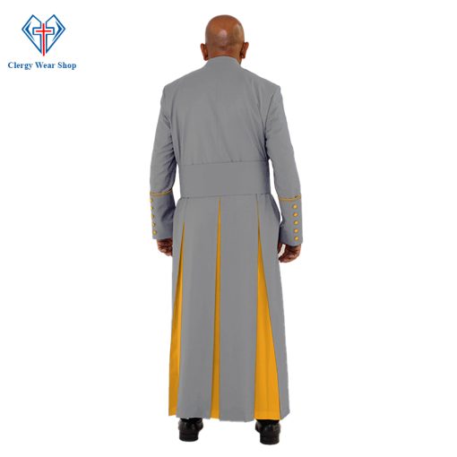 Stylish Gray Clergy Robe with Golden Trim - Clergy Wear Shop ™