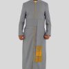 Stylish Gray Clergy Robe with Golden Trim & Three Backpleats