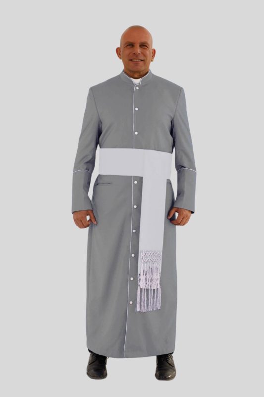 Silver Preaching Robe Embroidered Anti-Demonic Possession Clergy Robe - Holy Clergy