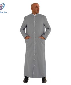 Traditional Gray Clergy Robe with White Trim for Special Ceremonies