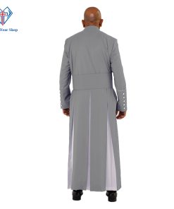 Traditional Gray Clergy Robe with White Trim for Special Ceremonies