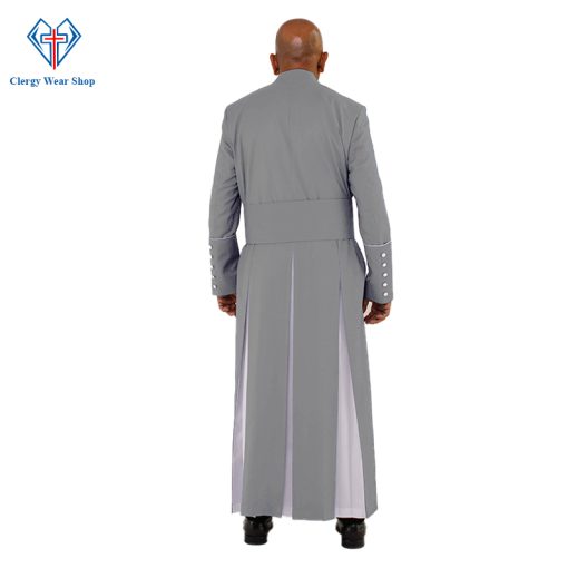 Traditional Gray Clergy Robe with White Trim for Special Ceremonies