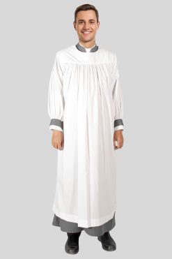 White Rochet with Gray Cuff