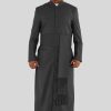 Celestial Black Clerical Robe for Men with Triple Back Pleats