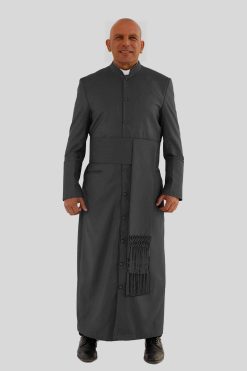 Celestial Black Clerical Robe for Men with Triple Back Pleats