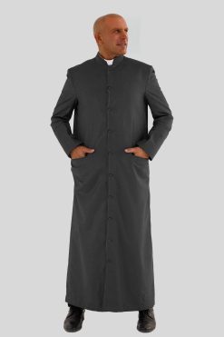 Celestial Black Clerical Robe for Men with Triple Back Pleats