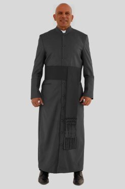 Celestial Black Clerical Robe for Men with Triple Back Pleats