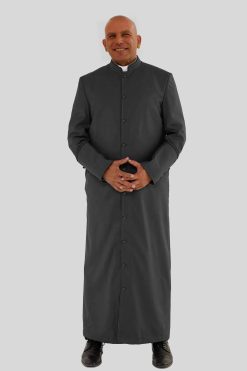 Celestial Black Clerical Robe for Men with Triple Back Pleats