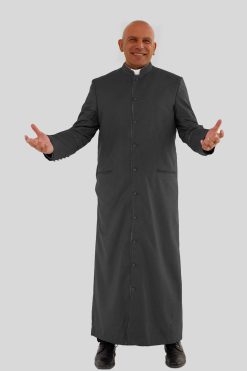 Celestial Black Clerical Robe for Men with Triple Back Pleats