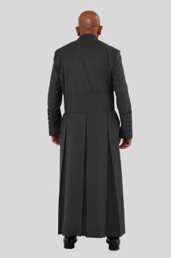 Celestial Black Clerical Robe for Men with Triple Back Pleats