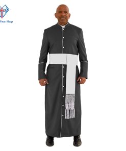 Classy Black Clergy Robe with White Trim