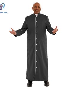 Classy Black Clergy Robe with White Trim