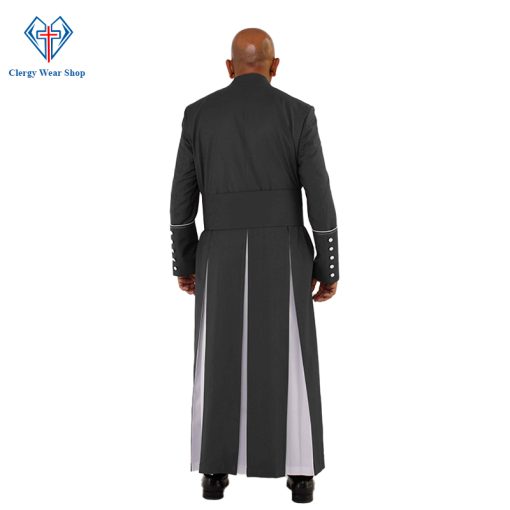 Classy Black Clergy Robe with White Trim