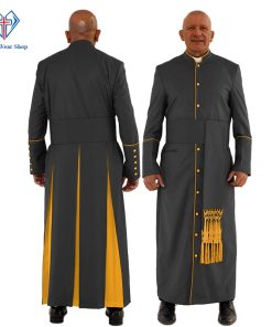 Divine Black Clergy Robe with Gold Trim