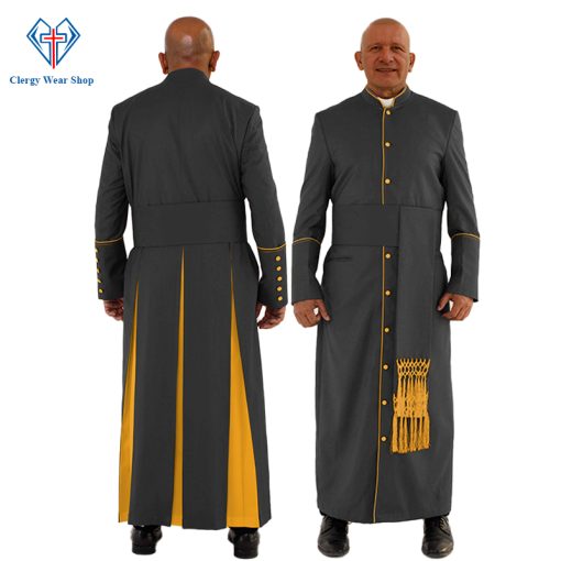 Divine Black Clergy Robe with Gold Trim