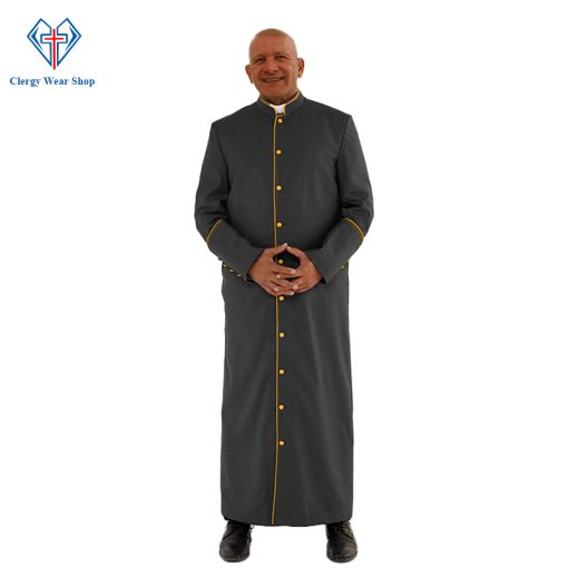 Divine Black Clergy Robe with Gold Trim