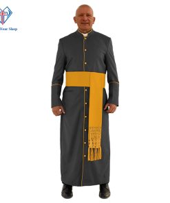 Divine Black Clergy Robe with Gold Trim