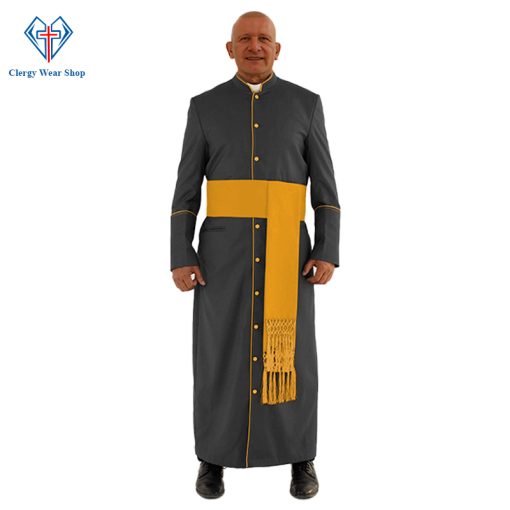 Divine Black Clergy Robe with Gold Trim