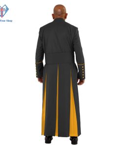 Divine Black Clergy Robe with Gold Trim