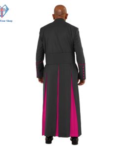 Graceful Black Clergy Robe with Red Purple Trim