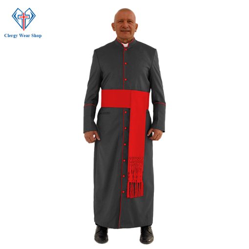 Holy Black Clergy Robe with Red Trim