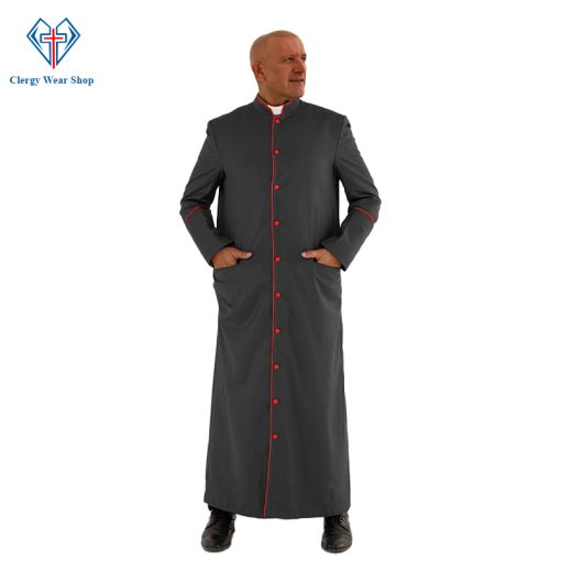 Holy Black Clergy Robe with Red Trim