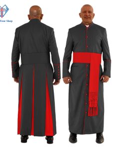 Holy Black Clergy Robe with Red Trim