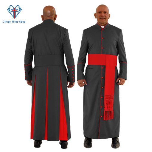 Holy Black Clergy Robe with Red Trim