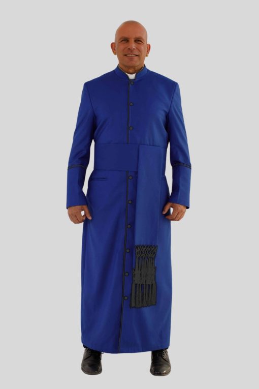 Royal Blue Clergy Robe with Black Trim - Image 4