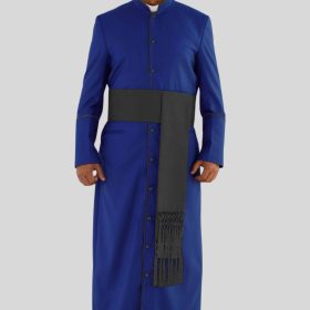 Royal Blue Clergy Robe with Black Trim
