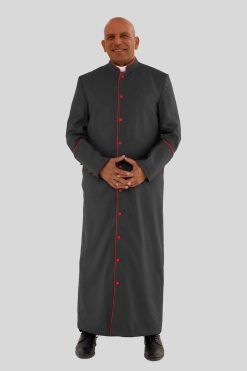 Holy Men’s Clergy Robe with Red Trim and Triple Back Pleats