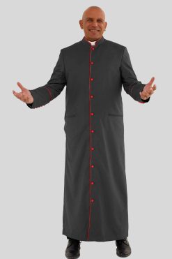 Holy Men’s Clergy Robe with Red Trim and Triple Back Pleats