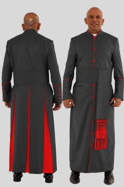 Holy Men’s Clergy Robe with Red Trim and Triple Back Pleats
