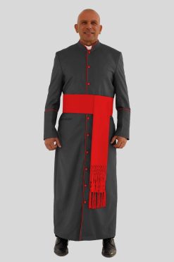 Holy Men’s Clergy Robe with Red Trim and Triple Back Pleats