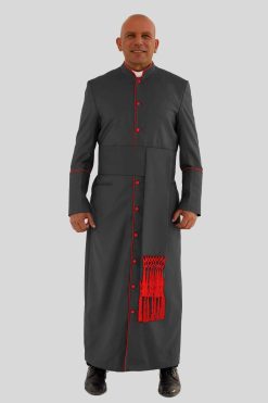 Holy Men’s Clergy Robe with Red Trim and Triple Back Pleats