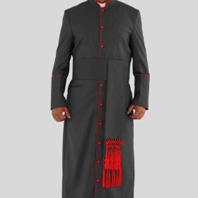 Holy Men’s Clergy Robe with Red Trim and Triple Back Pleats