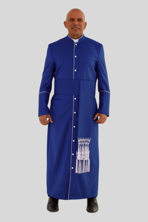 Royal Blue Clergy Robe with White Trim - Image 2
