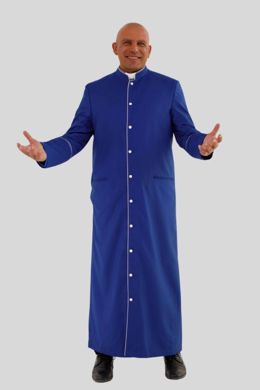 Royal Blue Clergy Robe with White Trim - Image 5