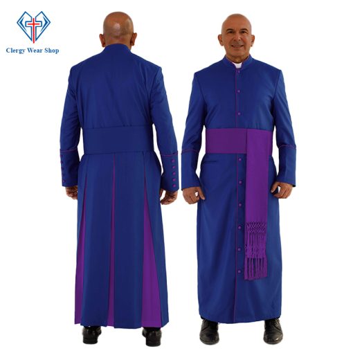 Royal Blue Clergy Robe with Roman Purple Trim