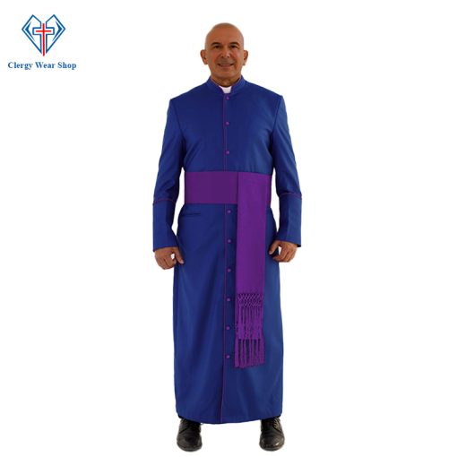 Royal Blue Clergy Robe with Roman Purple Trim