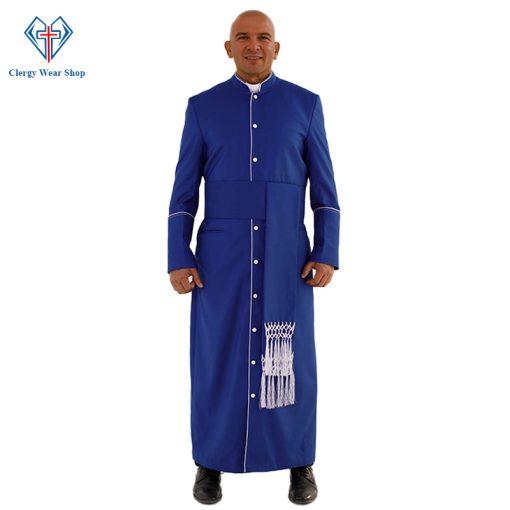 Royal Blue Clergy Robe with White Trim