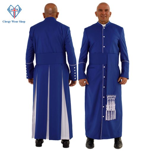 Royal Blue Clergy Robe with White Trim