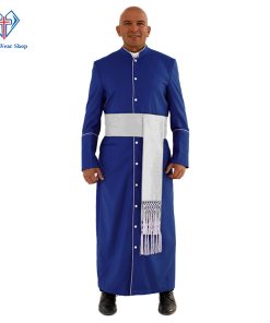 Royal Blue Clergy Robe with White Trim