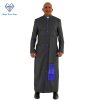 Sanctified Black Clergy Robe with Royal Blue Trim